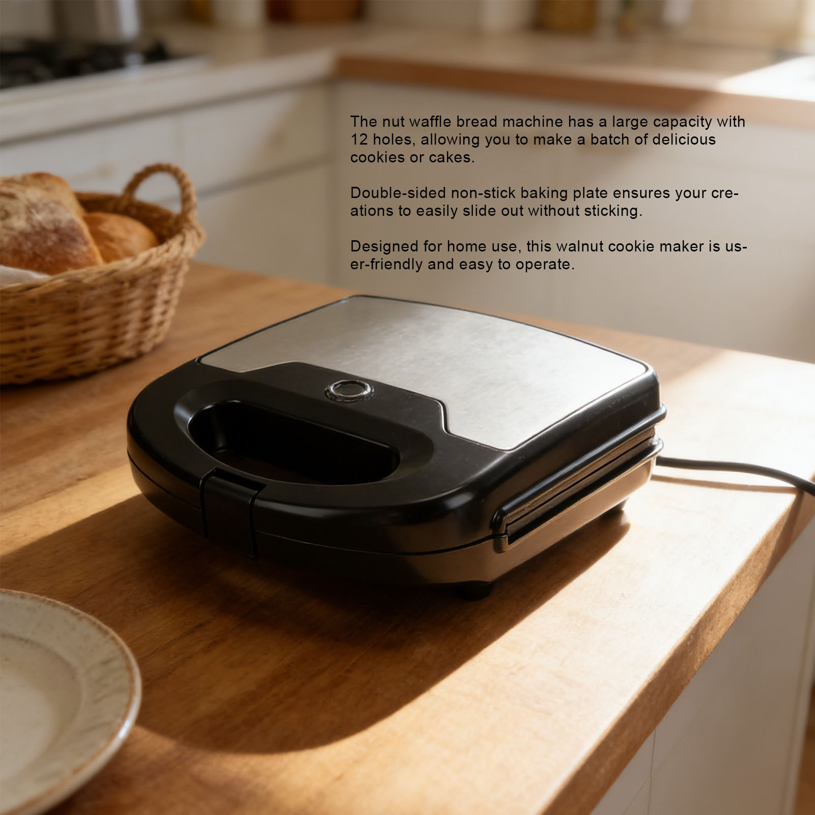 12 Walnut Cookie Maker Non Sti - Mini Waffle Maker Machine 评论和价格